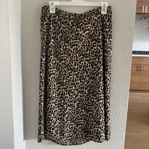 J. Crew leopard print midi skirt with elastic waist. Like new